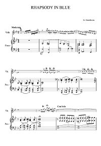 Gerschwin - Rhapsody in the blues style for violin - Piano part - First page